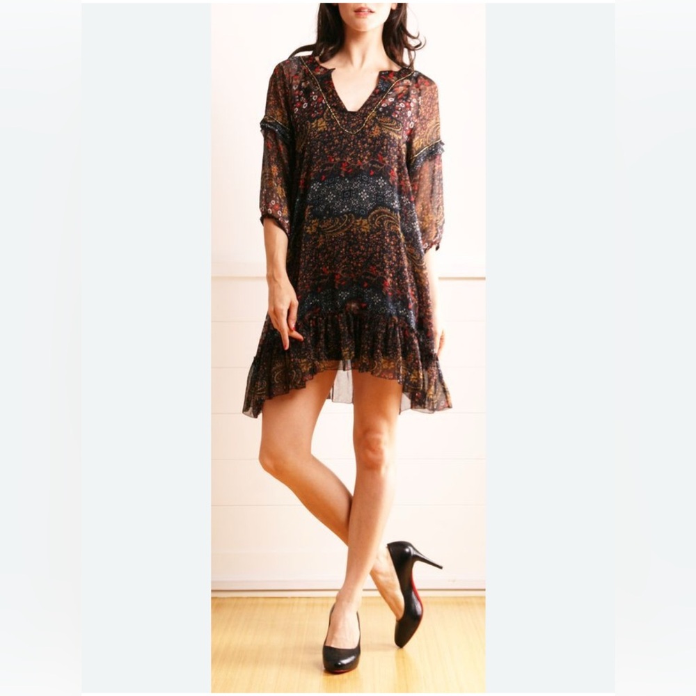 PATTERSON J. KINCAID Chic‎ Multicolor Sheer Dress